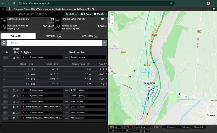 SAMRoute level-crossing browser UI
